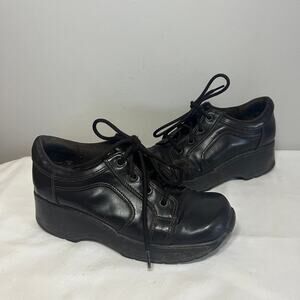 Lower East Side 90s Y2K Grunge Brown Faux Leather Oxfords Platform Lace Up 5.5